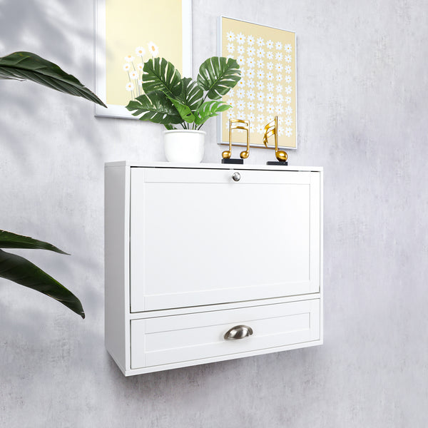 Loft97 FT73WW Space Saving Wall Mount Laptop Desk, White