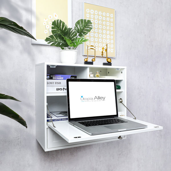 Loft97 FT73WW Space Saving Wall Mount Laptop Desk, White