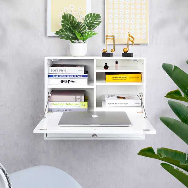 Loft97 FT73WW Space Saving Wall Mount Laptop Desk, White