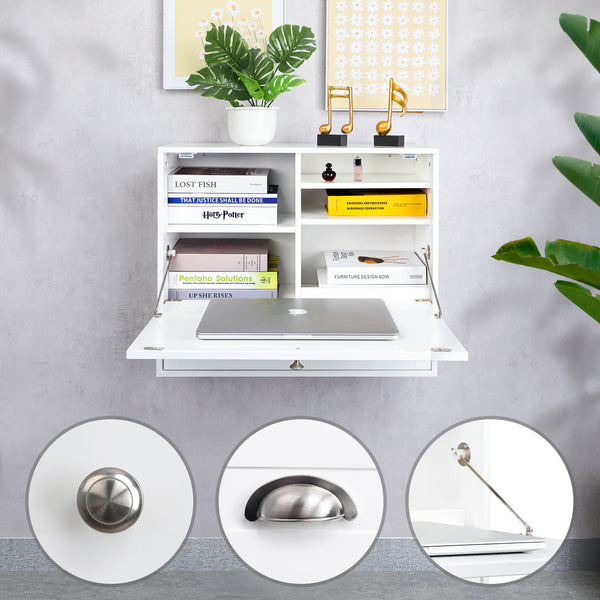 Loft97 FT73WW Space Saving Wall Mount Laptop Desk, White