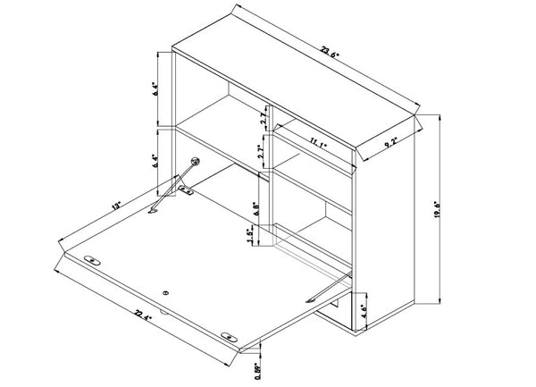 Loft97 FT73WW Space Saving Wall Mount Laptop Desk, White