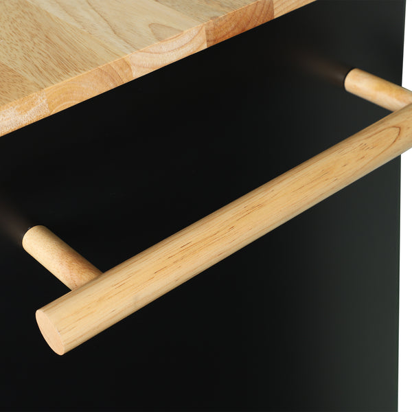 Loft97 Kitchen Cart with Storage Cabinets, Handles, Rolling Kitchen Island, Black