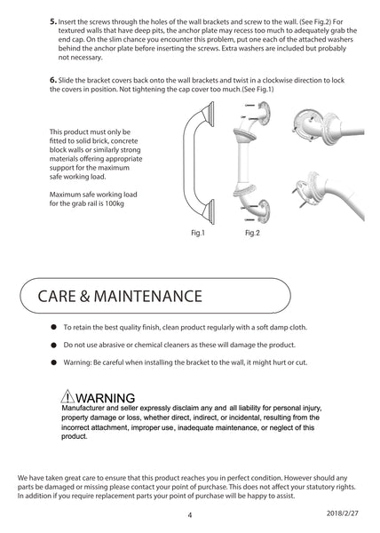 Loft97 GB16SS Decorative Shower Safety Grab Bar, 16", Polished Stainless Steel