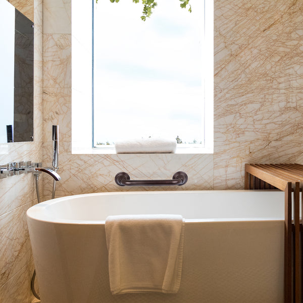 Loft97 GB12RB Decorative Shower Grab Bar - 12" Oil Rubbed Bronze Bathroom Grab Bars for Seniors - Non-Slip Bathroom and Household Handicap Safety Bar, Bathroom Bars for Elderly, Wall Handle Secure Grip, & Home Care Accessories