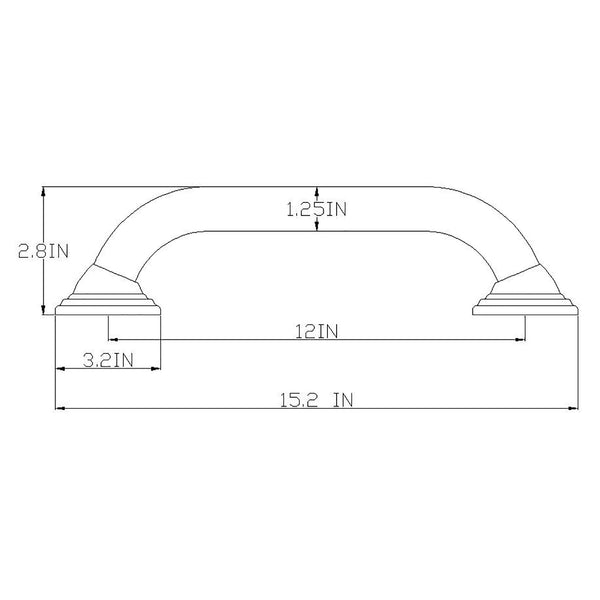 Loft97 GB12BN Decorative Shower Grab Bar - 12" Brushed Nickel Bathroom Grab Bars for Seniors - Non-Slip Bathroom and Household Handicap Safety Bar, Bathroom Bars for Elderly, Wall Handle Secure Grip, & Home Care Accessories
