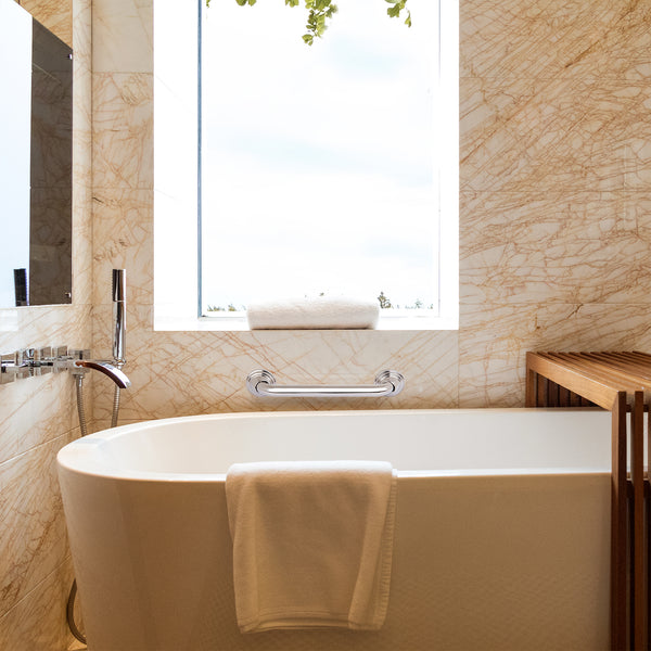 Loft97 GB12SS Decorative Shower Grab Bar - 12", Polished Stainless Steel Bathroom Grab Bars for Seniors - Non-Slip Bathroom and Household Handicap Safety Bar, Bathroom Bars for Elderly, Wall Handle Secure Grip, & Home Care Accessories