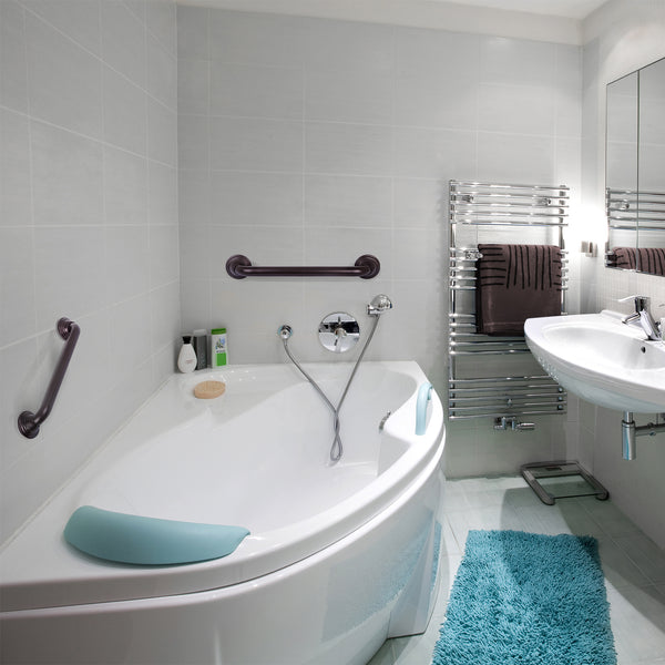 Loft97 GB16RB Decorative Shower Grab Bar - 16" Oil Rubbed Bronze Bathroom Grab Bars for Seniors - Non-Slip Bathroom and Household Handicap Safety Bar, Bathroom Bars for Elderly, Wall Handle Secure Grip, & Home Care Accessories