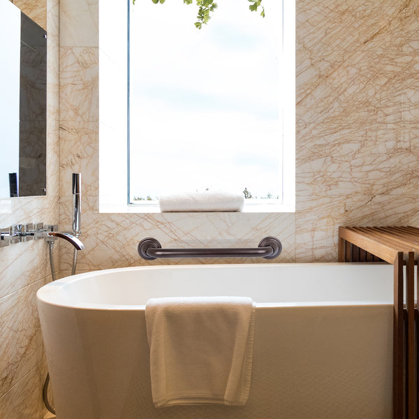 Loft97 GB16RB Decorative Shower Grab Bar - 16" Oil Rubbed Bronze Bathroom Grab Bars for Seniors - Non-Slip Bathroom and Household Handicap Safety Bar, Bathroom Bars for Elderly, Wall Handle Secure Grip, & Home Care Accessories