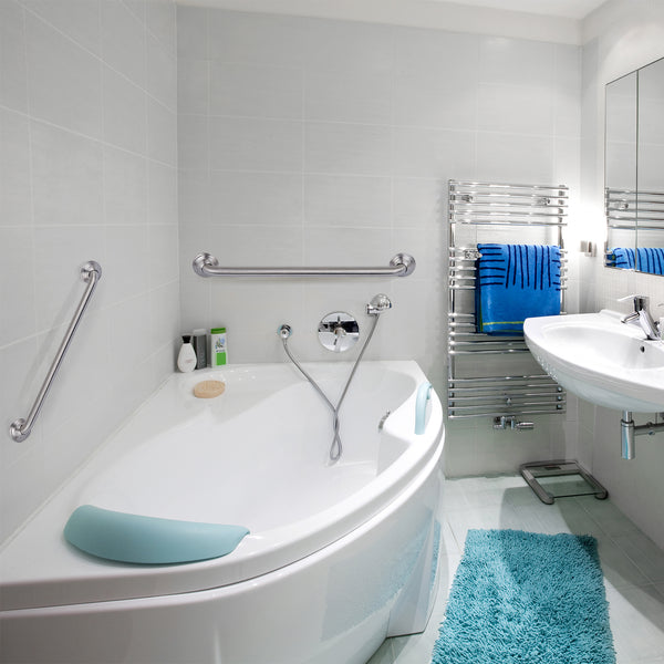 Loft97 GB24BN Decorative Shower Grab Bar - 24" Brushed Nickel Bathroom Grab Bars for Seniors - Non-Slip Bathroom and Household Handicap Safety Bar, Bathroom Bars for Elderly, Wall Handle Secure Grip, & Home Care Accessories