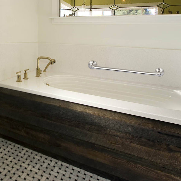 Loft97 GB24BN Decorative Shower Grab Bar - 24" Brushed Nickel Bathroom Grab Bars for Seniors - Non-Slip Bathroom and Household Handicap Safety Bar, Bathroom Bars for Elderly, Wall Handle Secure Grip, & Home Care Accessories