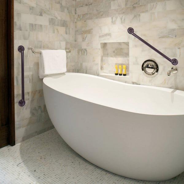 Loft97 GB24RB Decorative Shower Grab Bar - 24" Oil Rubbed Bronze Bathroom Grab Bars for Seniors - Non-Slip Bathroom and Household Handicap Safety Bar, Bathroom Bars for Elderly, Wall Handle Secure Grip, & Home Care Accessories