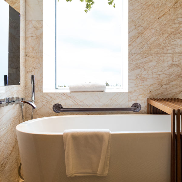 Loft97 GB24RB Decorative Shower Grab Bar - 24" Oil Rubbed Bronze Bathroom Grab Bars for Seniors - Non-Slip Bathroom and Household Handicap Safety Bar, Bathroom Bars for Elderly, Wall Handle Secure Grip, & Home Care Accessories