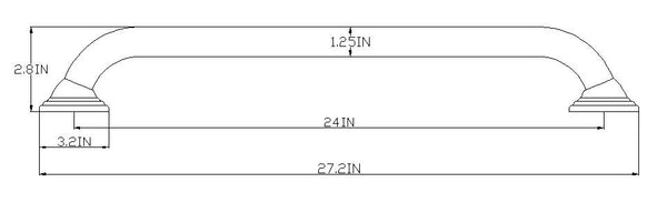 Loft97 GB24SS Decorative Shower Grab Bar - 24", Polished Stainless Steel Bathroom Grab Bars for Seniors - Non-Slip Bathroom and Household Handicap Safety Bar, Bathroom Bars for Elderly, Wall Handle Secure Grip, & Home Care Accessories