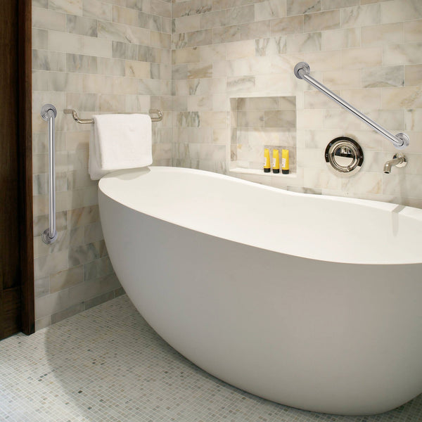 Loft97 GB24SS Decorative Shower Grab Bar - 24", Polished Stainless Steel Bathroom Grab Bars for Seniors - Non-Slip Bathroom and Household Handicap Safety Bar, Bathroom Bars for Elderly, Wall Handle Secure Grip, & Home Care Accessories