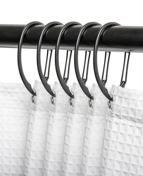 Loft97 HK10XX Shower Hooks - Shower Curtain Rings for Bathroom - Rust Proof Shower Curtain Hooks for Shower Curtain or Liner - Set of 12