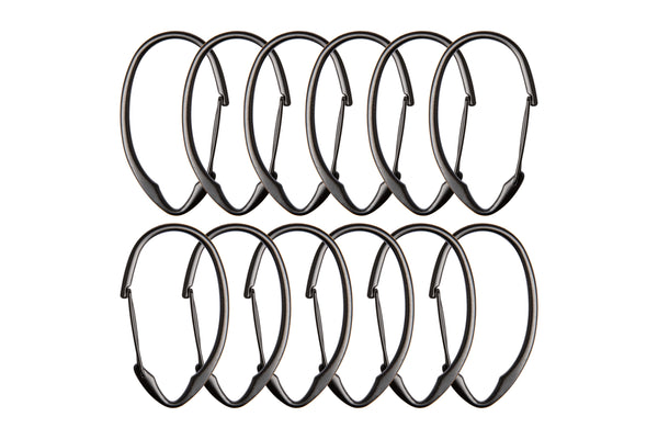 Loft97 HK10XX Shower Hooks - Shower Curtain Rings for Bathroom - Rust Proof Shower Curtain Hooks for Shower Curtain or Liner - Set of 12