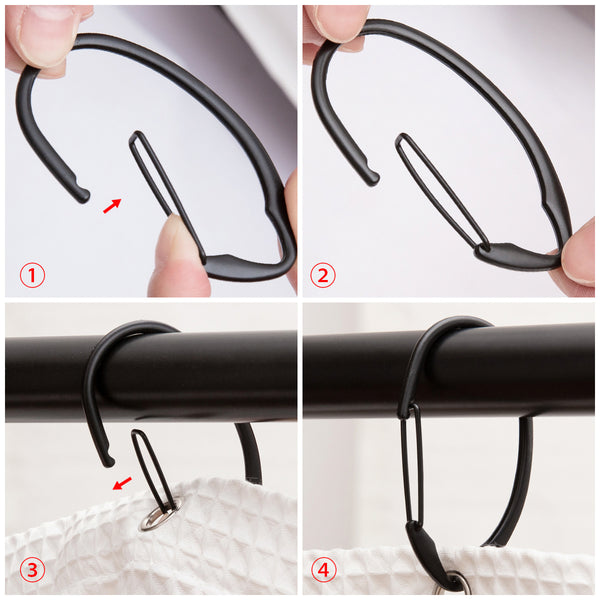 Loft97 HK10XX Shower Hooks - Shower Curtain Rings for Bathroom - Rust Proof Shower Curtain Hooks for Shower Curtain or Liner - Set of 12