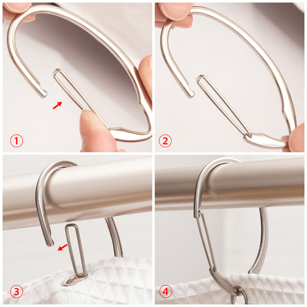Loft97 HK10XX Shower Hooks - Shower Curtain Rings for Bathroom - Rust Proof Shower Curtain Hooks for Shower Curtain or Liner - Set of 12