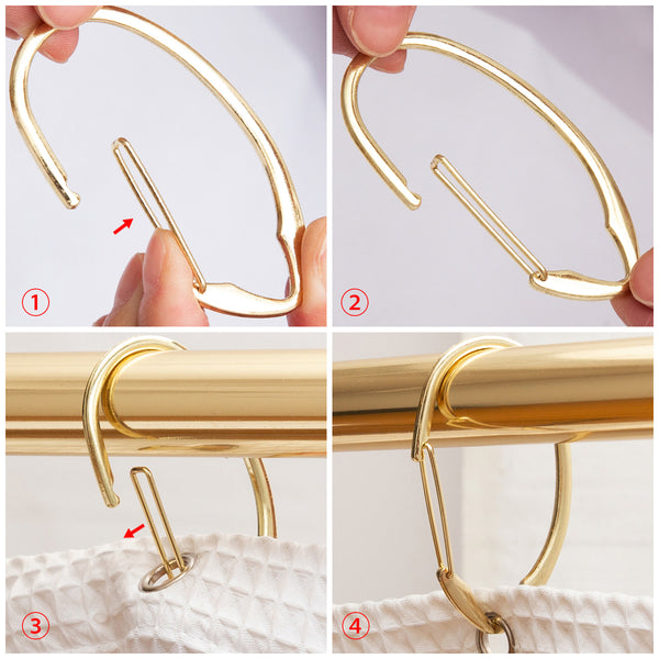 Loft97 HK10XX Shower Hooks - Shower Curtain Rings for Bathroom - Rust Proof Shower Curtain Hooks for Shower Curtain or Liner - Set of 12