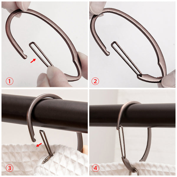 Loft97 HK10XX Shower Hooks - Shower Curtain Rings for Bathroom - Rust Proof Shower Curtain Hooks for Shower Curtain or Liner - Set of 12