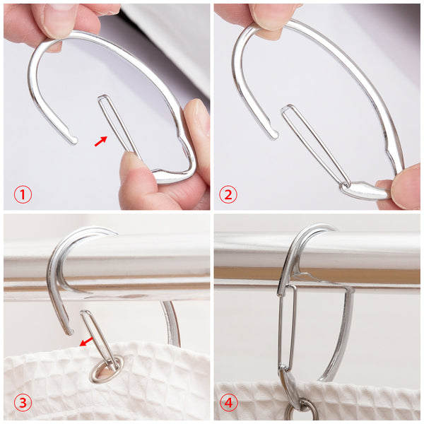 Loft97 HK10XX Shower Hooks - Shower Curtain Rings for Bathroom - Rust Proof Shower Curtain Hooks for Shower Curtain or Liner - Set of 12