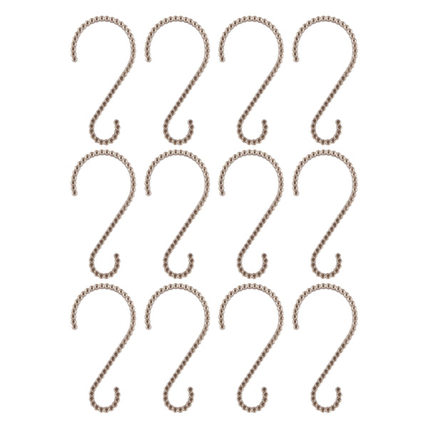 Loft97 HK11XX Shower Rings, Shower Curtain Rings for Bathroom,  Rustproof Zinc Shower Curtain Hooks Rings, S Shaped Hooks for Shower Curtains,  Set of 12