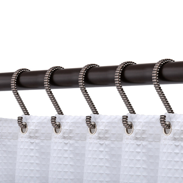 Loft97 HK11XX Shower Rings, Shower Curtain Rings for Bathroom,  Rustproof Zinc Shower Curtain Hooks Rings, S Shaped Hooks for Shower Curtains,  Set of 12