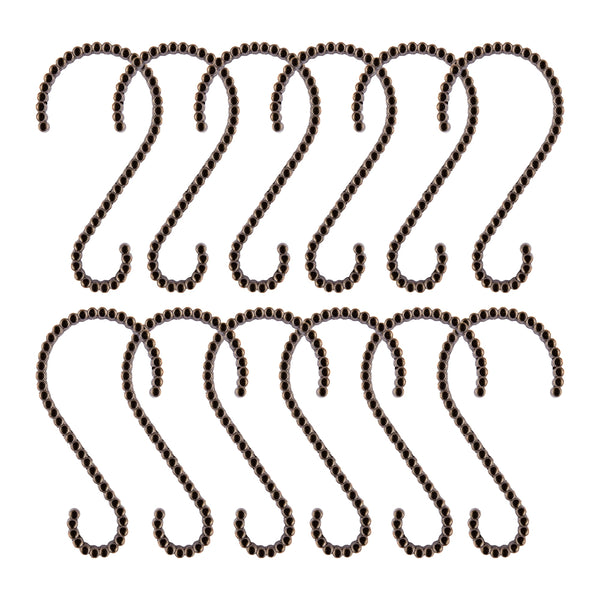 Loft97 HK11XX Shower Rings, Shower Curtain Rings for Bathroom,  Rustproof Zinc Shower Curtain Hooks Rings, S Shaped Hooks for Shower Curtains,  Set of 12