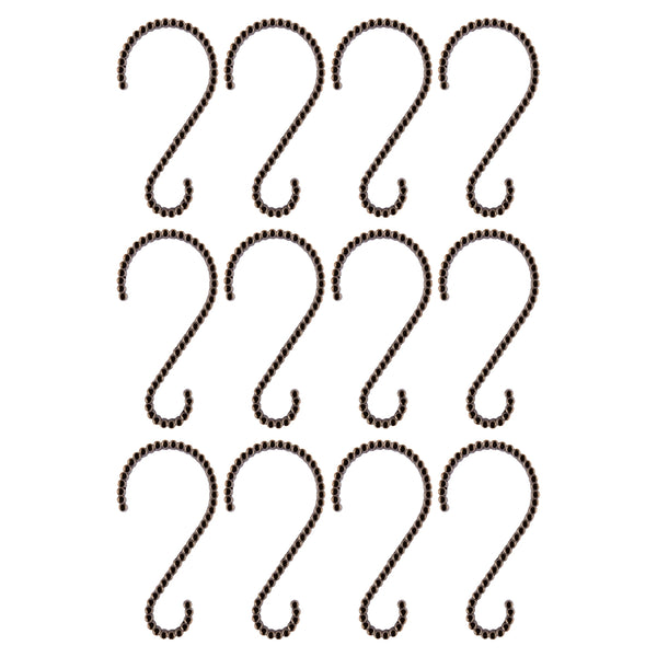 Loft97 HK11XX Shower Rings, Shower Curtain Rings for Bathroom,  Rustproof Zinc Shower Curtain Hooks Rings, S Shaped Hooks for Shower Curtains,  Set of 12
