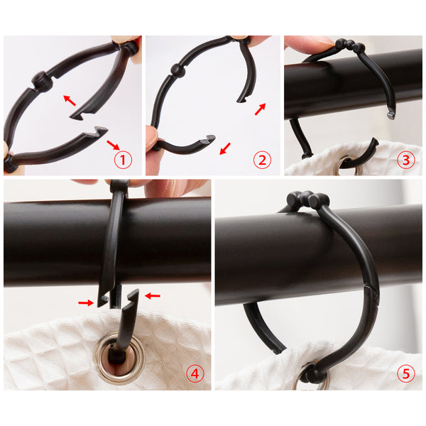 Loft97 HK12XX Shower Rings, Shower Curtain Rings for Bathroom, Rustproof Zinc Shower Curtain Hooks Rings, Set of 12