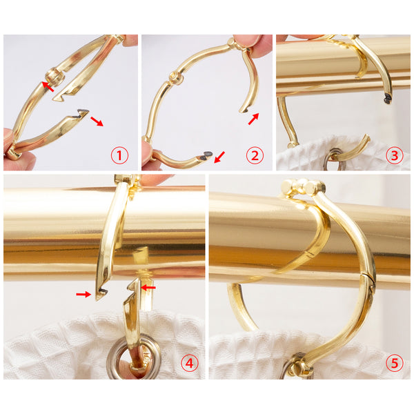 Loft97 HK12XX Shower Rings, Shower Curtain Rings for Bathroom, Rustproof Zinc Shower Curtain Hooks Rings, Set of 12