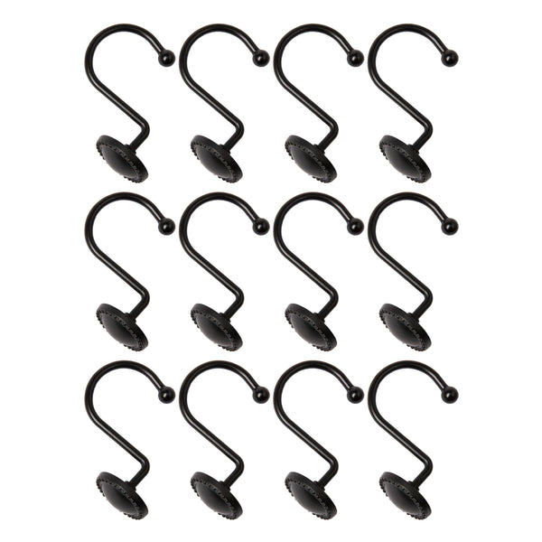 Loft97 HK13XX Shower Rings Hooks, Shower Curtain Rings Hooks for Bathroom, Rustproof Zinc Shower Curtain Hooks Rings, Set of 12