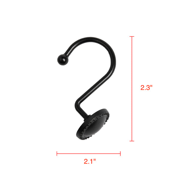Loft97 HK13XX Shower Rings Hooks, Shower Curtain Rings Hooks for Bathroom, Rustproof Zinc Shower Curtain Hooks Rings, Set of 12