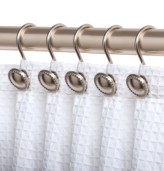 Loft97 HK13XX Shower Rings Hooks, Shower Curtain Rings Hooks for Bathroom, Rustproof Zinc Shower Curtain Hooks Rings, Set of 12