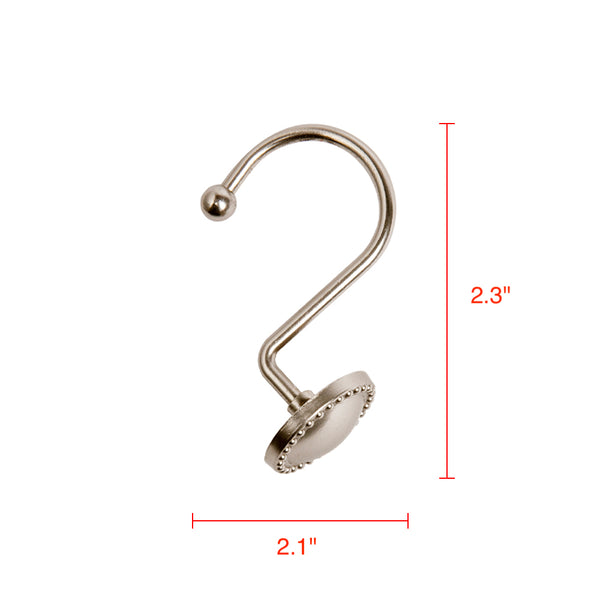 Loft97 HK13XX Shower Rings Hooks, Shower Curtain Rings Hooks for Bathroom, Rustproof Zinc Shower Curtain Hooks Rings, Set of 12