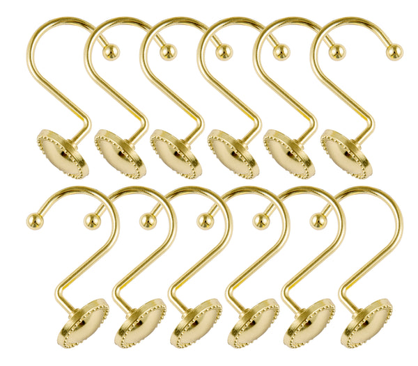 Loft97 HK13XX Shower Rings Hooks, Shower Curtain Rings Hooks for Bathroom, Rustproof Zinc Shower Curtain Hooks Rings, Set of 12