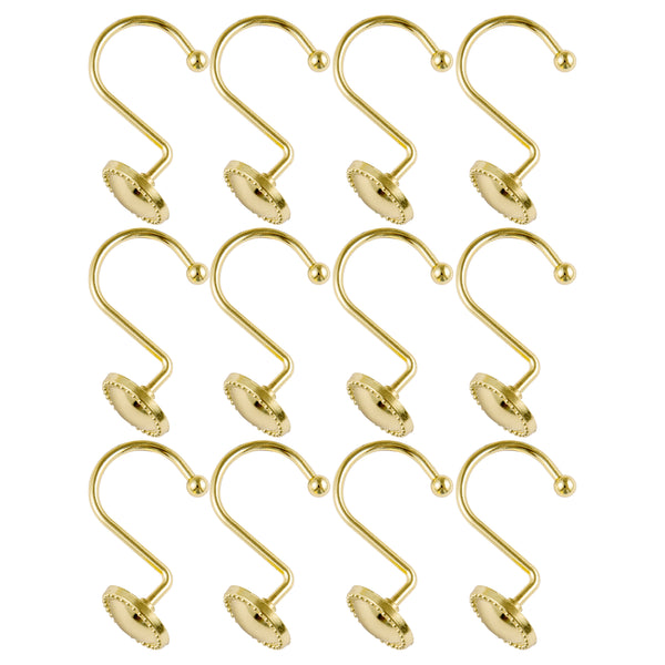 Loft97 HK13XX Shower Rings Hooks, Shower Curtain Rings Hooks for Bathroom, Rustproof Zinc Shower Curtain Hooks Rings, Set of 12