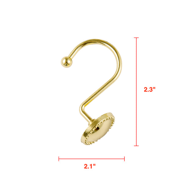 Loft97 HK13XX Shower Rings Hooks, Shower Curtain Rings Hooks for Bathroom, Rustproof Zinc Shower Curtain Hooks Rings, Set of 12