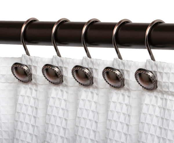 Loft97 HK13XX Shower Rings Hooks, Shower Curtain Rings Hooks for Bathroom, Rustproof Zinc Shower Curtain Hooks Rings, Set of 12