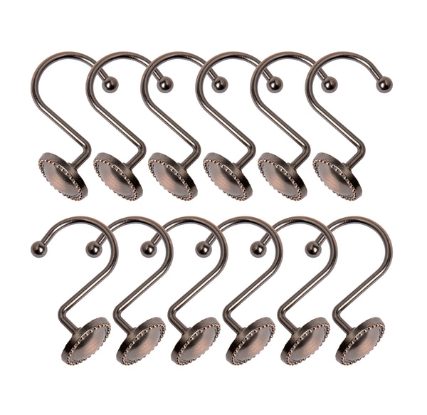 Loft97 HK13XX Shower Rings Hooks, Shower Curtain Rings Hooks for Bathroom, Rustproof Zinc Shower Curtain Hooks Rings, Set of 12