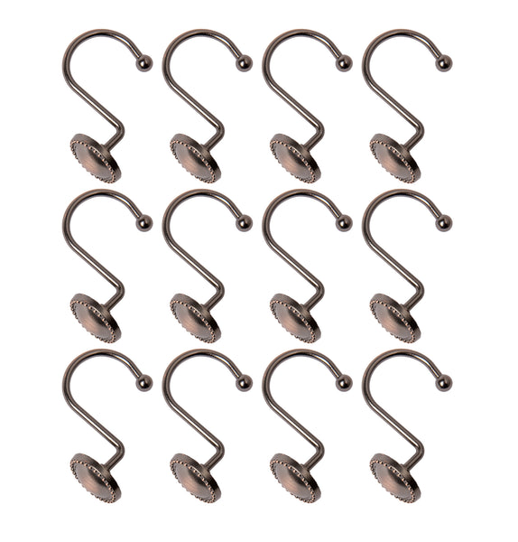 Loft97 HK13XX Shower Rings Hooks, Shower Curtain Rings Hooks for Bathroom, Rustproof Zinc Shower Curtain Hooks Rings, Set of 12
