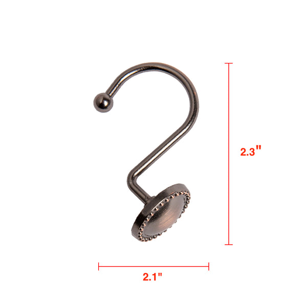 Loft97 HK13XX Shower Rings Hooks, Shower Curtain Rings Hooks for Bathroom, Rustproof Zinc Shower Curtain Hooks Rings, Set of 12