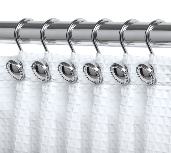 Loft97 HK13XX Shower Rings Hooks, Shower Curtain Rings Hooks for Bathroom, Rustproof Zinc Shower Curtain Hooks Rings, Set of 12