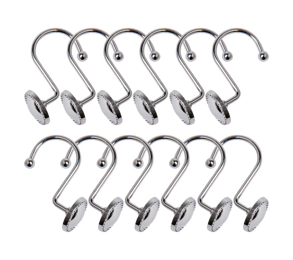 Loft97 HK13XX Shower Rings Hooks, Shower Curtain Rings Hooks for Bathroom, Rustproof Zinc Shower Curtain Hooks Rings, Set of 12