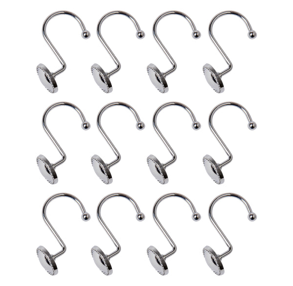 Loft97 HK13XX Shower Rings Hooks, Shower Curtain Rings Hooks for Bathroom, Rustproof Zinc Shower Curtain Hooks Rings, Set of 12