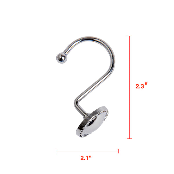Loft97 HK13XX Shower Rings Hooks, Shower Curtain Rings Hooks for Bathroom, Rustproof Zinc Shower Curtain Hooks Rings, Set of 12