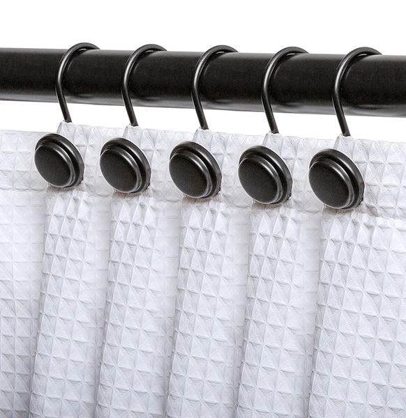 Loft97 HK14XX Shower Hooks - Shower Curtain Rings for Bathroom - Rust Proof Shower Curtain Hooks for Shower Curtain or Liner - Set of 12