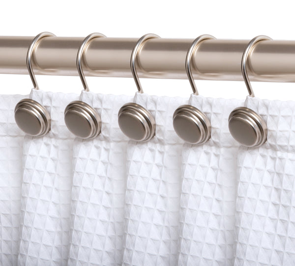 Loft97 HK14XX Shower Hooks - Shower Curtain Rings for Bathroom - Rust Proof Shower Curtain Hooks for Shower Curtain or Liner - Set of 12