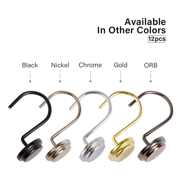 Loft97 HK14XX Shower Hooks - Shower Curtain Rings for Bathroom - Rust Proof Shower Curtain Hooks for Shower Curtain or Liner - Set of 12