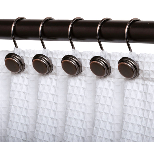 Loft97 HK14XX Shower Hooks - Shower Curtain Rings for Bathroom - Rust Proof Shower Curtain Hooks for Shower Curtain or Liner - Set of 12
